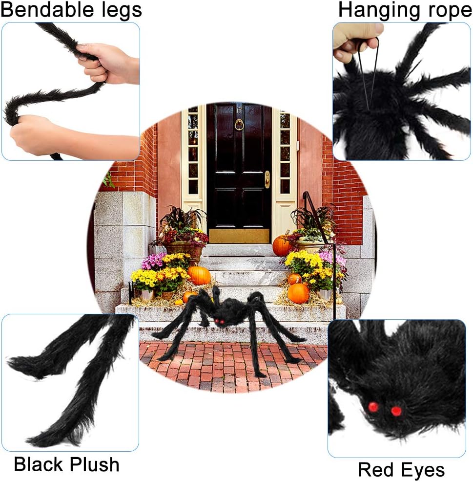 Yostyle Halloween Spider Decorations, 8Pcs Realistic Hairy Spiders Set, Scary Spider Props for Indoor, Outdoor and Yard Creepy Decor (6 Different Sizes): Home & Kitchen