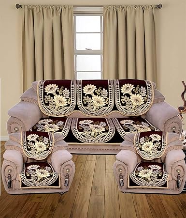 Vivek Homesaaz Embossed Printing 5 Seater Kniting Sofa Cover Set ,10 Pieces