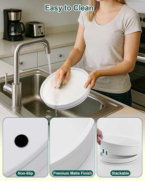 PANTRY ORGANIZERS AND STORAGE, 1 SET OF 9.1 INCH LAZY SUSAN ORGANIZER AND 10 INCH KITCHEN ORGANIZERS AND STORAGE, STACKABLE KITCHEN PANTRY ORGANIZERS AND STORAGE FOR SPICE CANS VEGETABLE WHITE