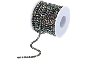 MECCANIXITY 10 Yard 4mm Crystal Rhinestone Diamond Close Chain Trim Trimming Claw Cup Chain for Sewing, Crafts, DIY Jewelry W
