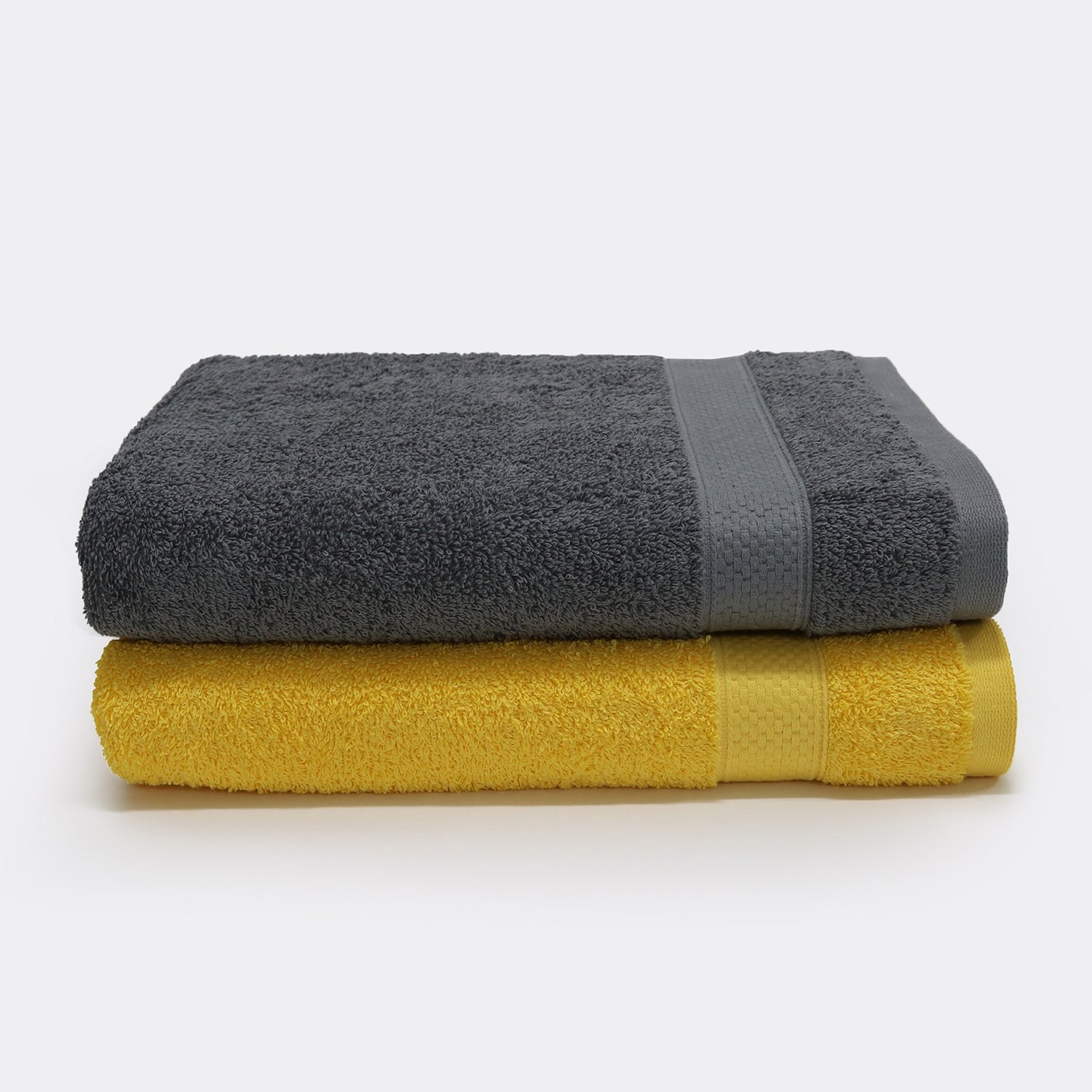 Spaces Atrium Solid 2 Piece 430 GSM Cotton Towel Set Mustard Yellow