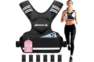 BAGAIL Adjustable Weighted Vest, 4-10lb/12-18lb/20-32lb Rucking Vest for Women & Men with 6 Weights & Large Pocket, Weight Ve