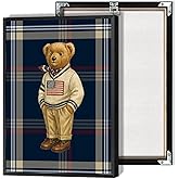 Retro Teddy Bear Poster Gentleman Bear in a Sweater Canvas Wall Art Minimalist Abstract Animal Tartan Magazine Prints Painting For Living Room Apartment Nursery Wall Decor 12x16in Unframed