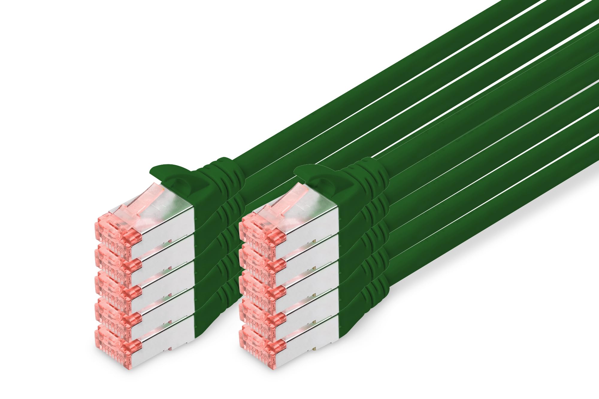 Digitus LAN Cable Cat 6-1m - 10 Pack - RJ45 Network Cable - S/FTP Shielded - Compatible with Cat6A & Cat7 - Green