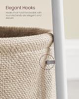 VASAGLE LET223W10 Small Round Coffee Table with Fabric Basket White view 8