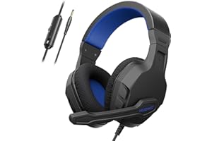 NUBWO U3 Gaming Headset with Mic for PC, PS4, PS5, Xbox1, Mac, Switch, Wired Over-Ear Gaming Headphones with Mic Clear Call, Lightweight & in-Line Control-Black Blue