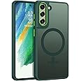DUEDUE for Samsung Galaxy S21 FE Case Magnetic[Compatible with Magsafe], Translucent Matte Back Full Body Protective Cover Anti-Scratch Shockproof Phone Case for Samsung S21 FE 5G, Green