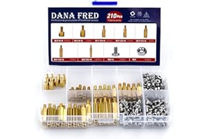 DANA FRED M3 Hex Male Male Brass Standoff Stud Board Hexagon Threaded Pillar Hexagon PCB Motherboard Spacer Bolt Screw Nut Assortment Kit Mounting 210Pcs
