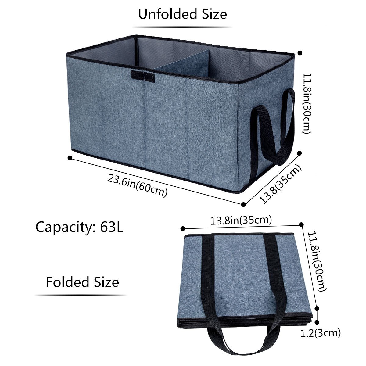 Collapsible Toy Chest Box Large Baby Storage Basket with Flip-Top Lid and Handles 2 Section Waterproof Kids Toys organizer Sorter for Nursery , Home Organization, Closets, Playroom ( L, blue )