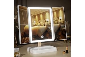 BERTHALESS for Mom Makeup Mirror Vanity Mirror with Lights, 14.4" L x 9.1" W Rechargeable Lighted Mirror with 1X 2X, 3X, Magn