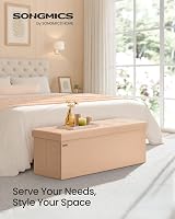 SONGMICS MAZIE Storage Ottoman Bench 110 cm Cream White LSF077W51 view 2