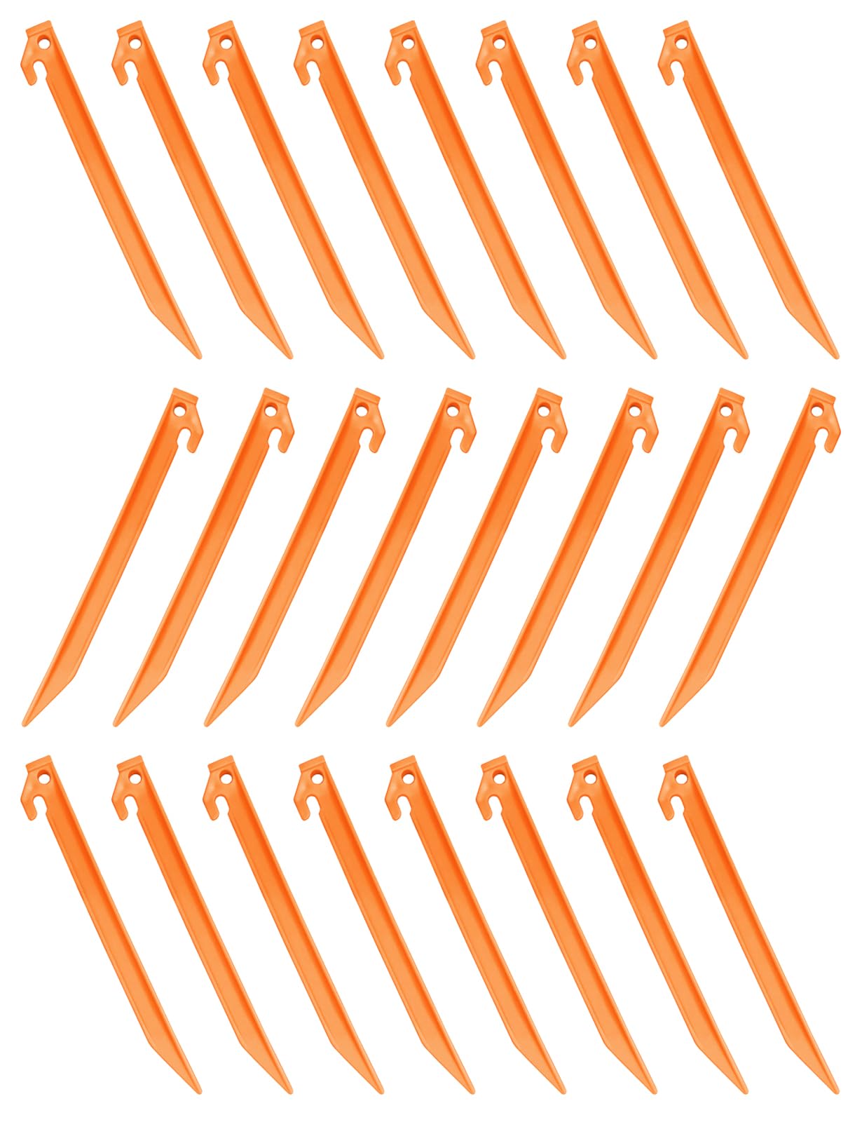 24 Packs 230mm (9") Plastic Tent Pegs, Garden Landscape Pegs, Awning Stake, Camping Caravan Set (Orange)