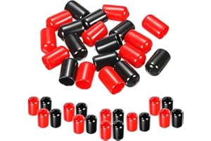MECCANIXITY 20pcs Rubber End Caps Cover Assortment 1/2 inch(12mm) PVC Vinyl Screw Thread Protector for Screw Bolt Black Red