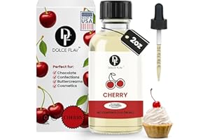 Dolce Flav Cherry Extract – 2 Ounce Oil-Soluble Kosher, Sugar-Free, Concentrated Fruity Flavor for Candy, Chocolates & Desserts, Includes Measured Dropper