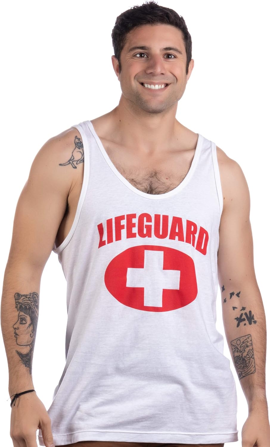 Lifeguard | White Adult Unisex Lifeguarding Fitted Unisex Tank Top: Clothing