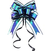 WEWILUCK Large Black Gift Bows - Perfect Iridescent Bows for Gift Boxes Wrapping, Pull Bows for Man, Corporate, Birthdays, Halloween, Holiday Present Decoration(6 inches, 10 PCS)