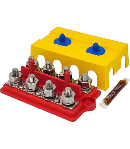 Grandorange 5/16" 12V 250A 4-Post Busbar Power Distribution Block With Protective Black Cover
