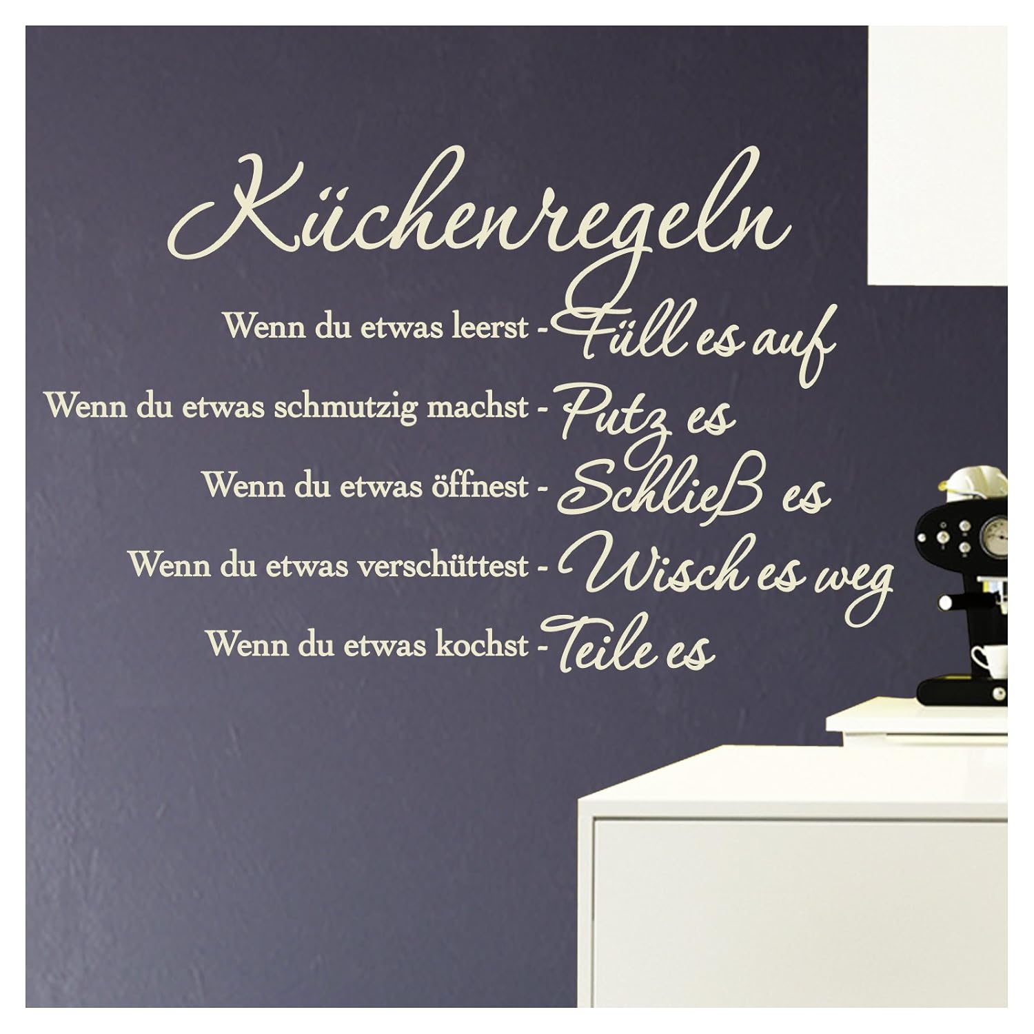 Grandora Wandtattoo Küchenregeln I cremeweiß (BxH) 58 x 36 cm I Küche