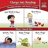 Charge into Reading Decodable Books (Stage 1): 5 Short Vowel Decodable Readers to Help Kindergarten and First Grade Beginning Readers Learn to Read (One Short Vowel Sound Per Book)