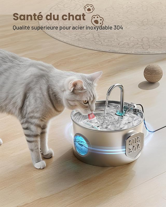 Fontaine a Eau Chat INOX: Fontaine à Eau pour Chat Automatique