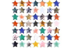 UFEEL 48Pcs Crystal Star Shaped Gemstones Polished Star Pocket Gems Handmade Mini Worry Stones Star for Decoration Meditation and Jewelry DIY