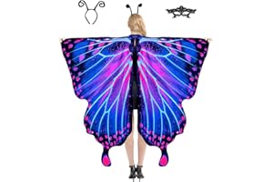 SUNNYLISA Halloween Butterfly Costume for Women and Teen Girls Plus Size Wings,Double Sided Reversible Butterfly Cape for Adults