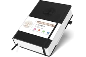 Lined Journal Notebook for Women Men, 320 Pages A5 Leather Journal with Index Stickers, Hardcover Notebook for Work, School, 