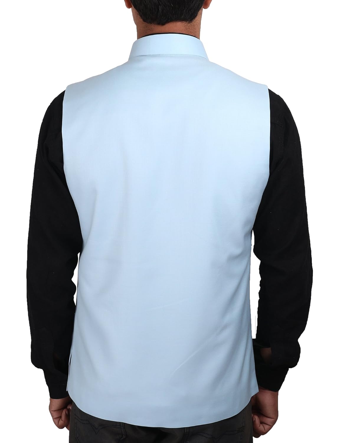 la rainbow mens cotton bandhgala modi jacket/waistcoat-light blue