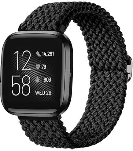 DaQin Correa Elástica Deportiva De Nailon Compatible Con Fitbit Versa 2 Correas De Reloj Para Mujeres Y Hombres, Paquete De 5 Correas Elásticas Ajustables Para Versa/Versa Lite/SE/Fitbit Versa 2