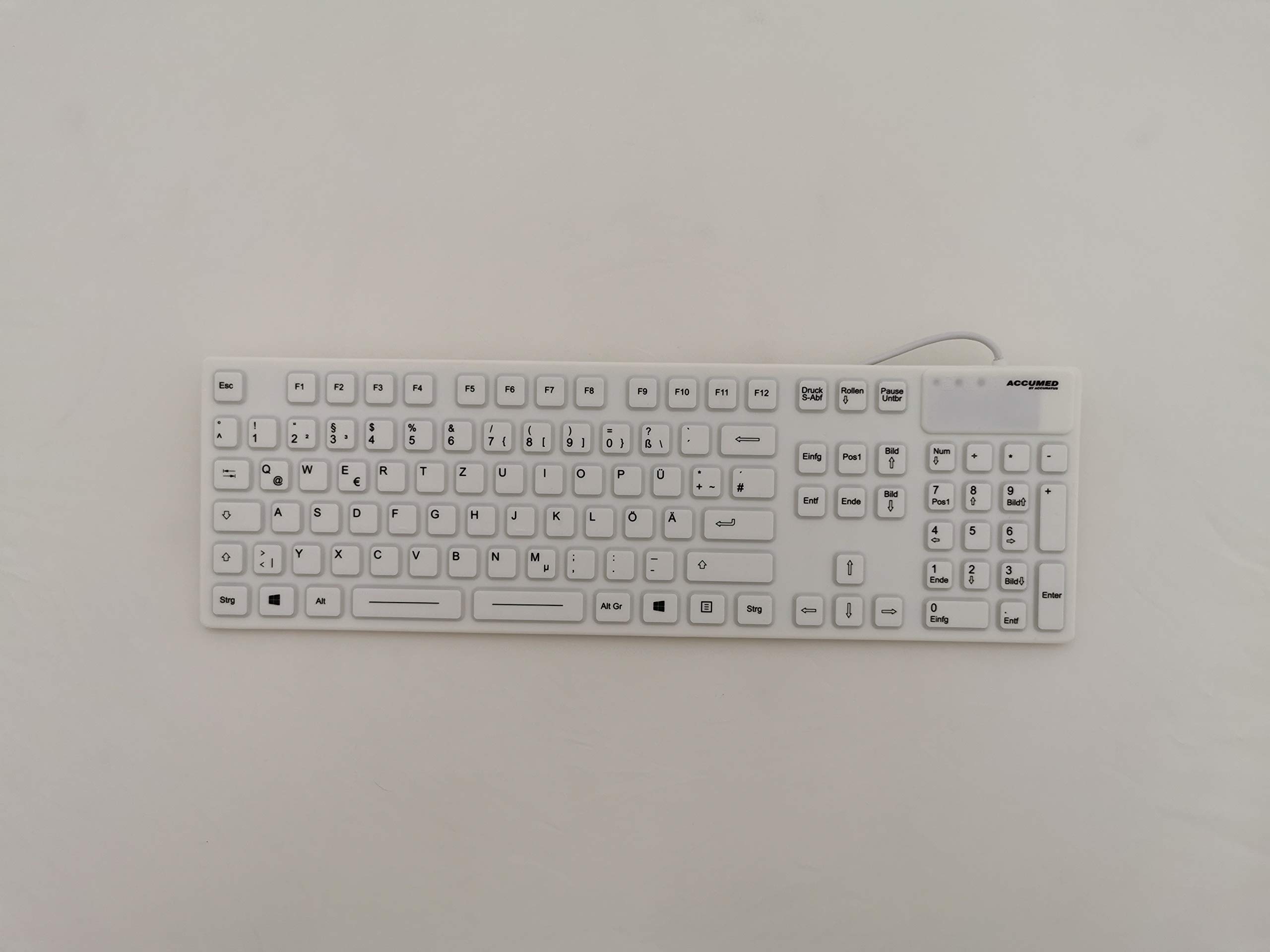 AccuMed 105 GERMAN - USB Full Size Sealed IP67 Antibacterial Medical/Clinical Keyboard