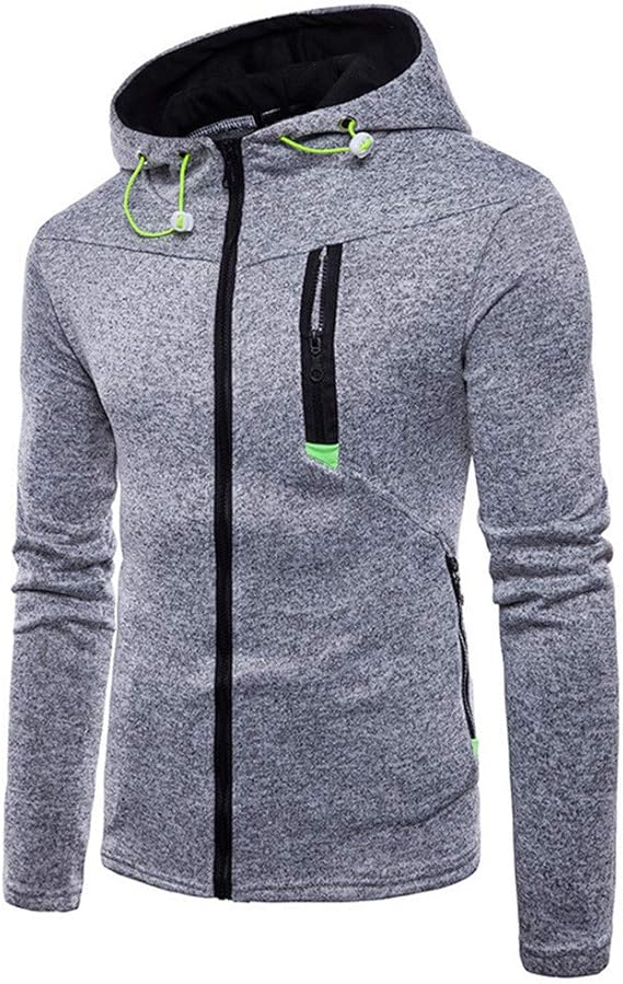 KXZD Herren mit Kapuze Slim Fit Baseball Jacke Sportjacke Farbblock