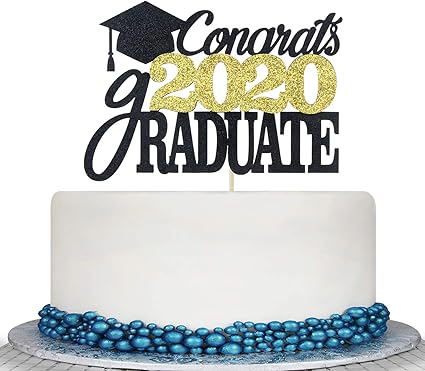 Amazon Com Glitter Black Congrats 2020 Graduate Cake Topper For