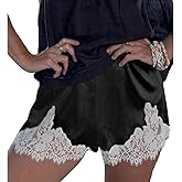 Women Satin Silk Lace Trim Shorts Silky Low Rise Boxer Shorts Y2k Teen Girls Cute Coquette Lounge Slip Bottoms