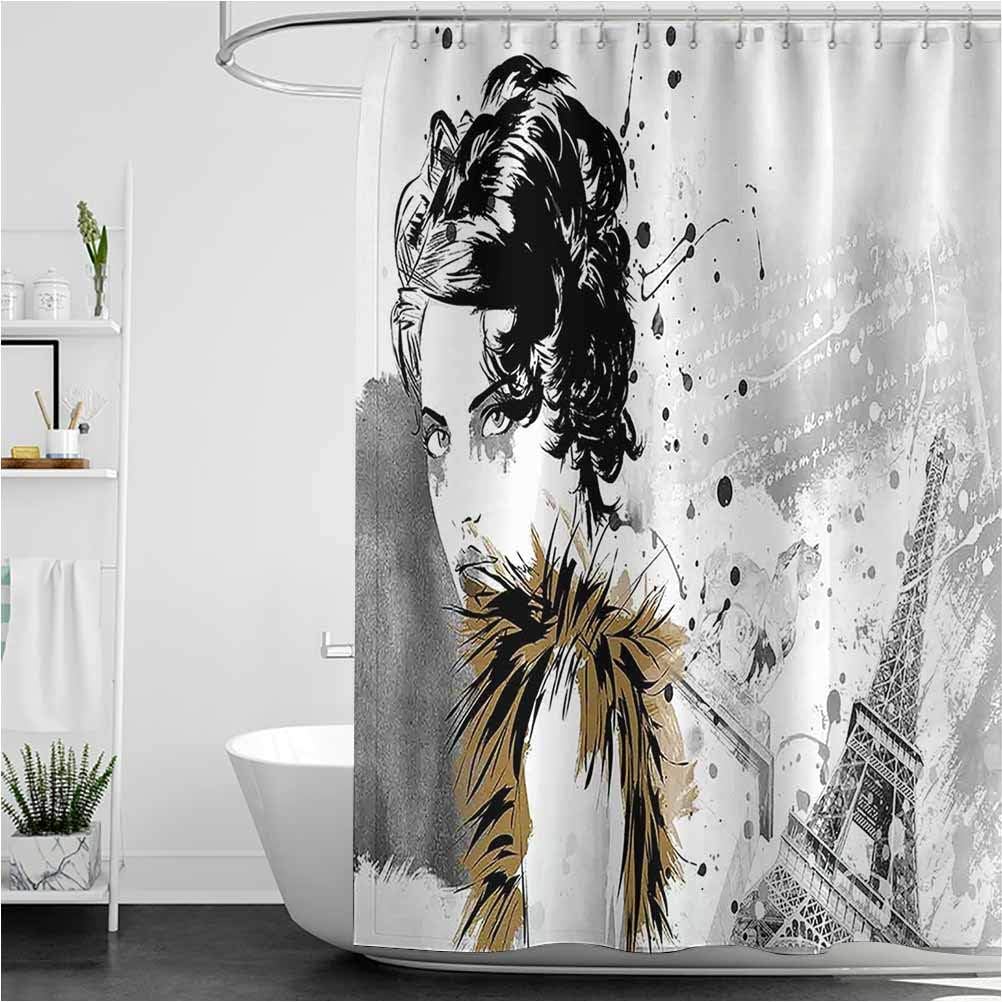 Modern Funny Shower Curtain Posing Fashion Model Girl with