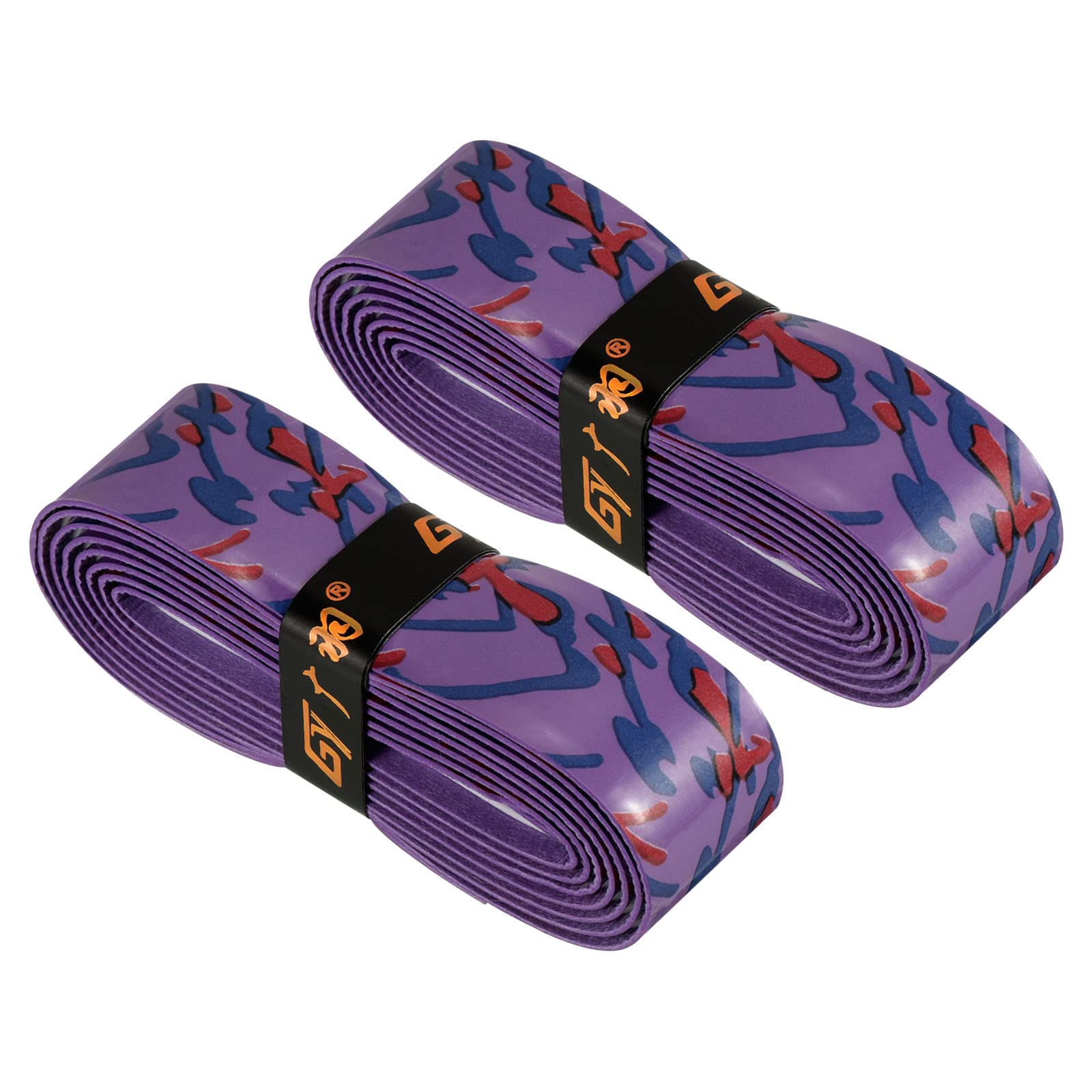 PATIKIL 4.9ft Racket Overgrip with Damping Ridges, 2 Pack PU Grip Tape Thicken Non-Slip Absorbent for Tennis Badminton Fishing Rod, Purple