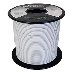 DONOKY 22 Gauge 22 AWG Silicone Wire - White 400ft