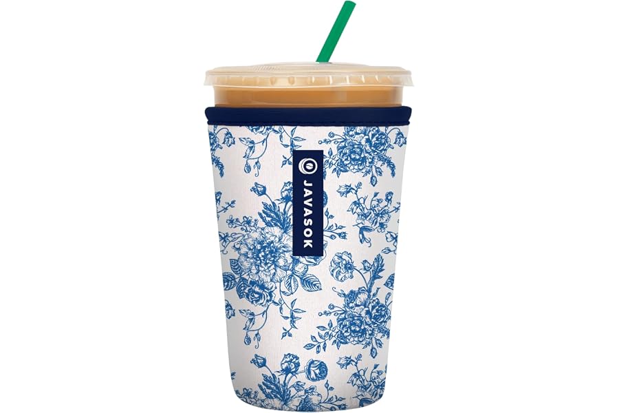 Sok It JavaSok Iced Coffee & Cold Soda Insulated Neoprene Cup Sleeve (Like Fine China, Medium: 22-28oz)