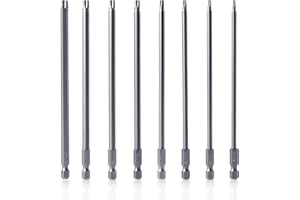 8 Pcs Long Torx Security Head Screwdriver Drill Set 1/4 Inch Hex Shank Magnetic 6 Point Star Security Tamper Proof Head Screw