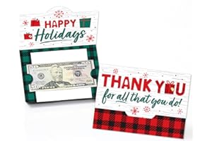 Big Dot of Happiness Holiday Thank You - Christmas Appreciation Money And Gift Card Holders - Set of 8