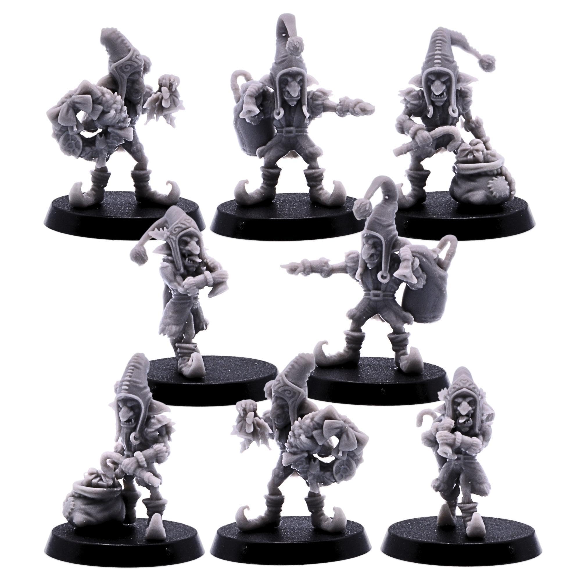 Christmas Santa Goblin Warrior 28mm Dungeons and Dragons RPG Miniature, Monster Set Fantasy Role Playing Tabletop Games
