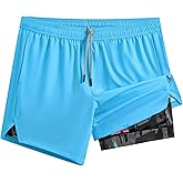 maamgic Men's 5'' Athletic Shorts 2 in 1 Running Shorts Recycled Polyester Workout Shorts