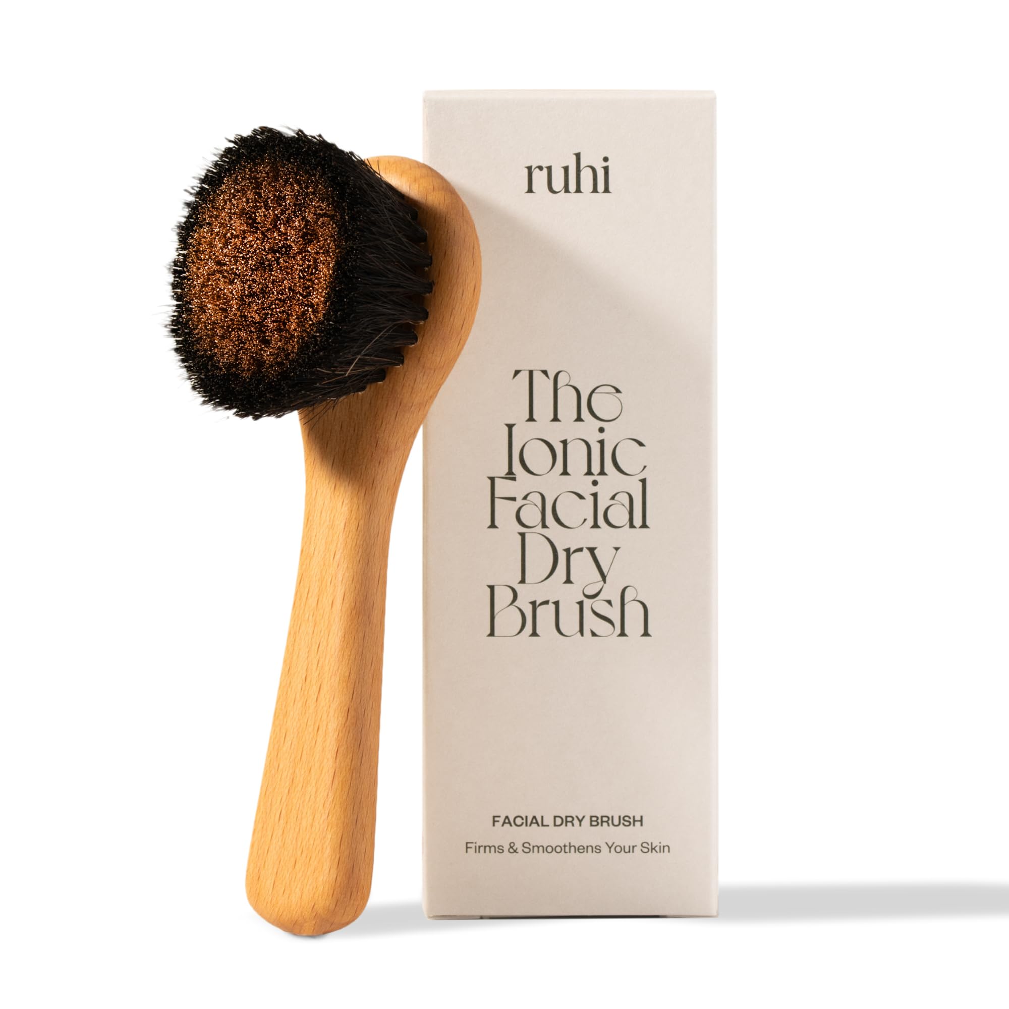 ruhi® Monastery Brush Face/Copper Brush/Face Brush Copper, Natural Bristles & Plastic-Free for Dry Brushing Massage/Exfoliating Brush, Made in Germany/Ionic Dry Brush Face/Regional Beech Wood