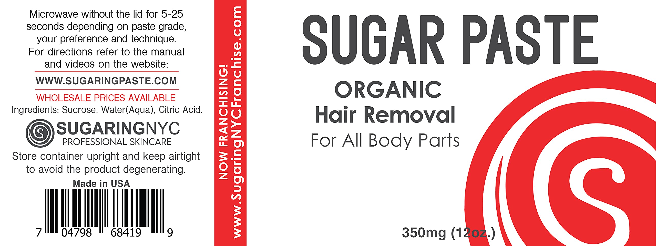 Sugaring Paste for Bikini, Legs, Brazilian, Arms and Back - 12oz by Sugaring NYC