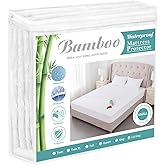 Full Size Cooling Mattress Protector Pad Bed Cover, Breathable Fitted Sheet Style Deep Pocket Soft Noiseless Waterproof Matre