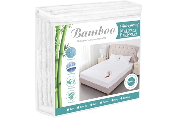 Queen Size Mattress Protector Cooling Waterproof Mattress Pad Cover,Bamboo Terry Top Breathable Fitted Sheet Style Deep Pocke