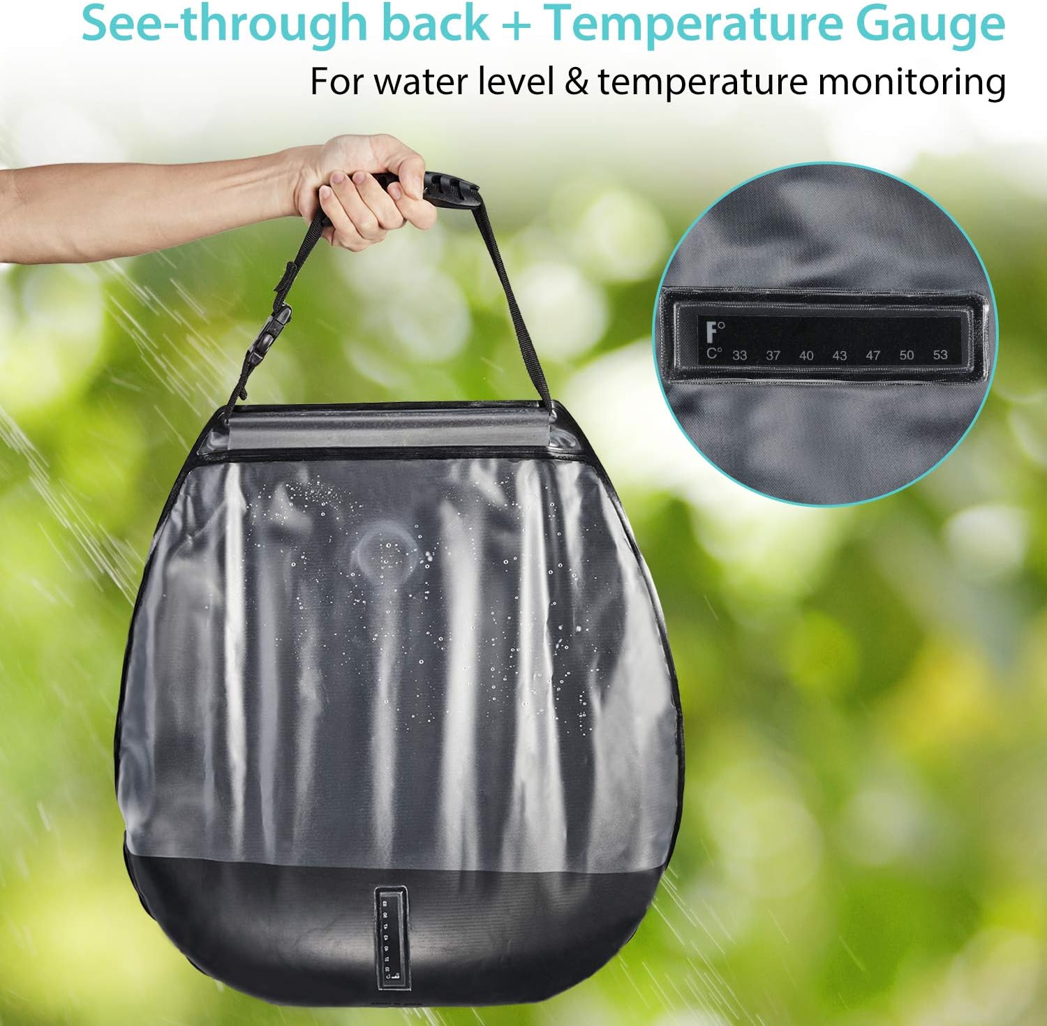 Sportneer Solar Shower Bag, 20L/5 Gallon Portable Heating Camping Shower Bag with Upgraded Removable Hose and On-Off Switchable Shower Head for Summer Camping Beach Swimming Outdoor Traveling Hiking : Sports & Outdoors