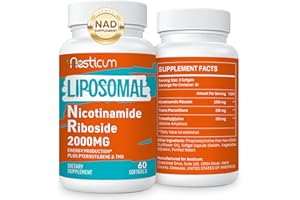 Aesticum 2000 MG Nicotinamide Riboside, NMNH Supplement Alternative, Liposomal Nicotinamide Riboside Supplement with TMG & Pterostilbene - NAD*, Energy, Focus, Immunity, Age Resist - 120 Softgels