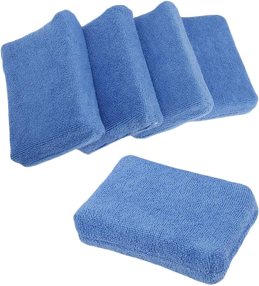 Sobotoo5 Pack Microfibre Wax Applicator Pads, Car Detailing Sponges Cleaning Detailing Pads for Clean Cars Vehicle Car Cleaning Tool