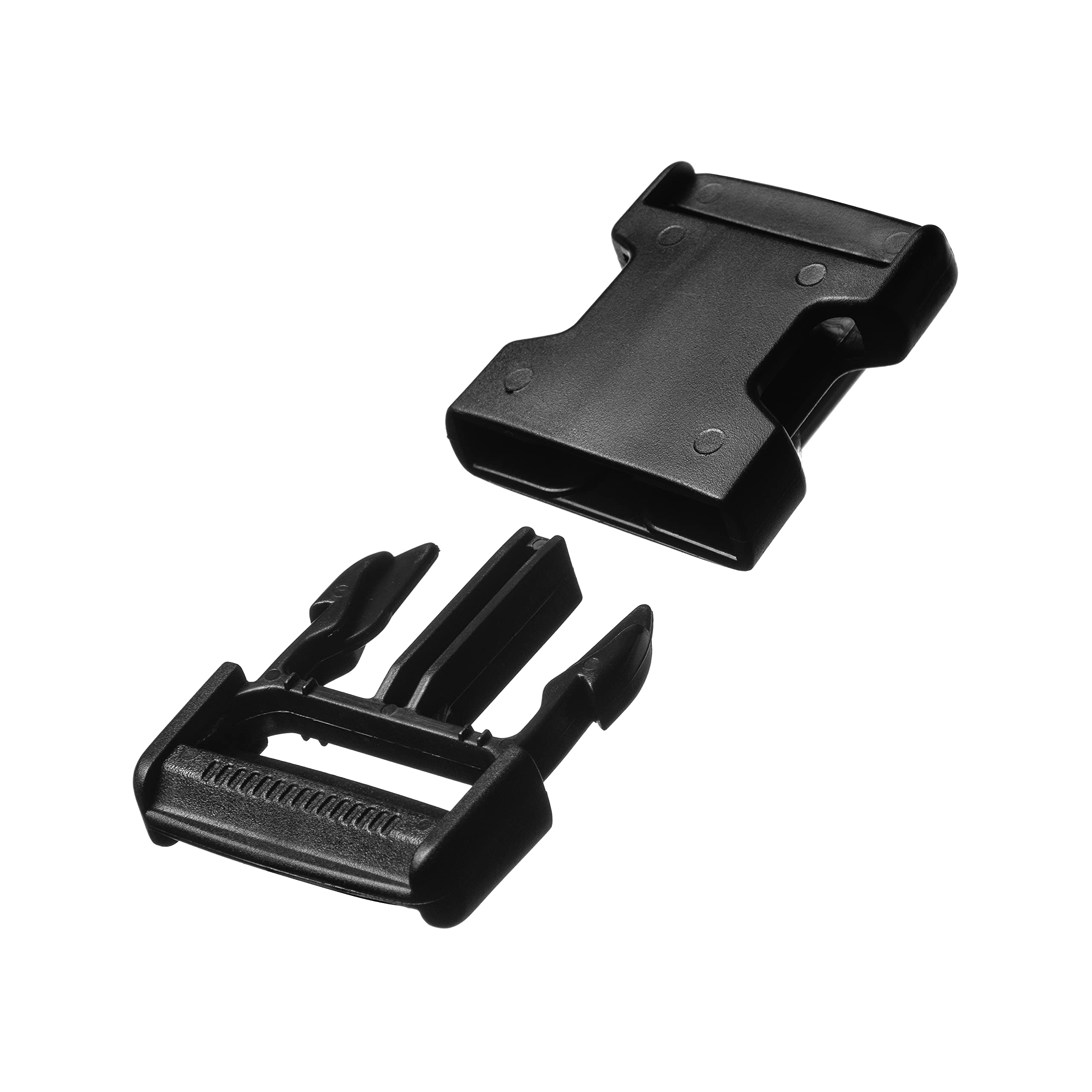 Realm Plastic Side Release Buckle Clip, Luggage, Back pack/rucksack, straps, 25mm, 38mm, 50mm, Black (38mm - 4 Pack)