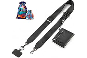 Diaclara Clip and Go Phone Strap with Zipper Pouch- Stylish Crossbody Adjustable Chain Lanyard with Leather Wallet for All Ph